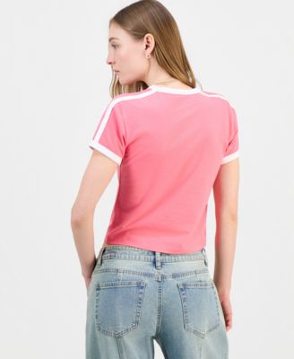 Juniors' Snoopy Graphic Ringer T-Shirt