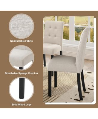 Streamdale 4 Piece Modern Tufted Dining Chair, Rustic Linen Upholstered, Beige