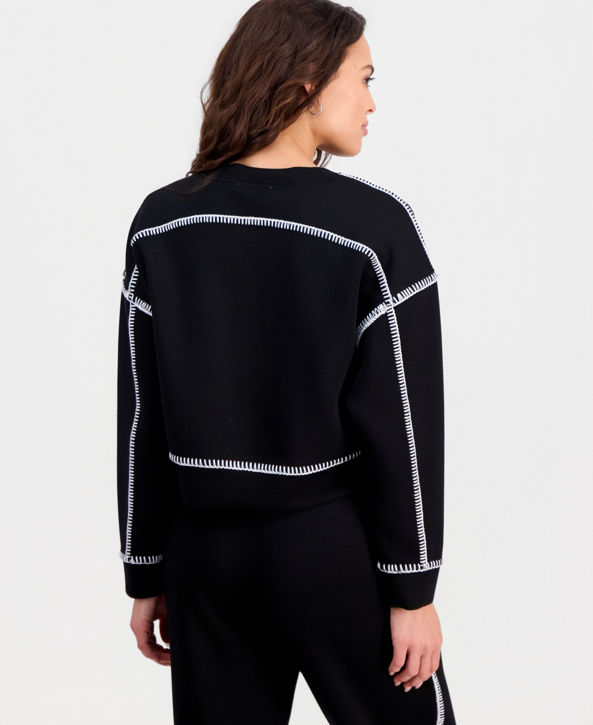 And Now This Petite Whipstitch Scuba Crewneck Top, Macy's Exclusive