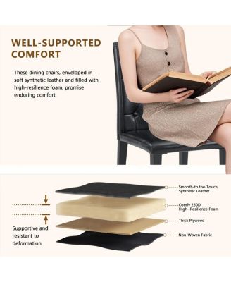 Streamdale Elegant PU Dining Chair with Ergonomic Buckle Backrest