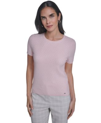 Petite Textured Short-Sleeve Sweater