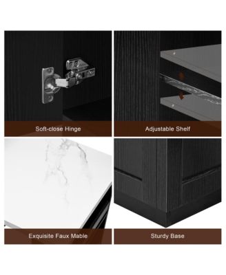 82.7 inch Kitchen Island with Extendable Dining Table, Two-tone Kitchen island with Storage 2 Drawers 2 Side Open Shelves, Power Outlet.