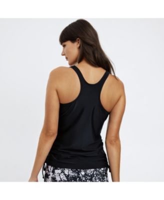 Women's Maya Tankini Swim Top With Built-In Bra and Black Mid-Thigh Swim Shorts