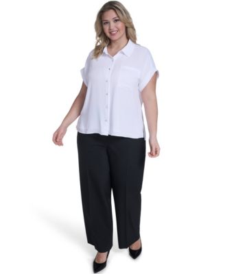 Plus Size Short-Sleeve Camp Button-Down Shirt