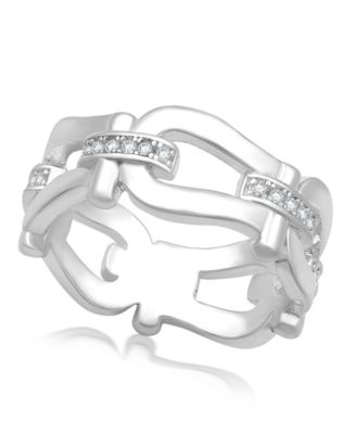 Horse Bit Link Cubic Zirconia Ring