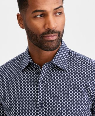 Men's Slim-Fit Foulard Print Button-Up Shirt 