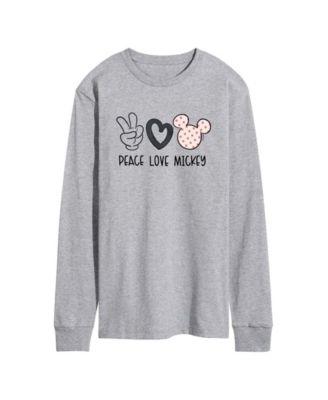 Men's Disney Peace Love Mickey Printed Long-Sleeve Graphic T-Shirt