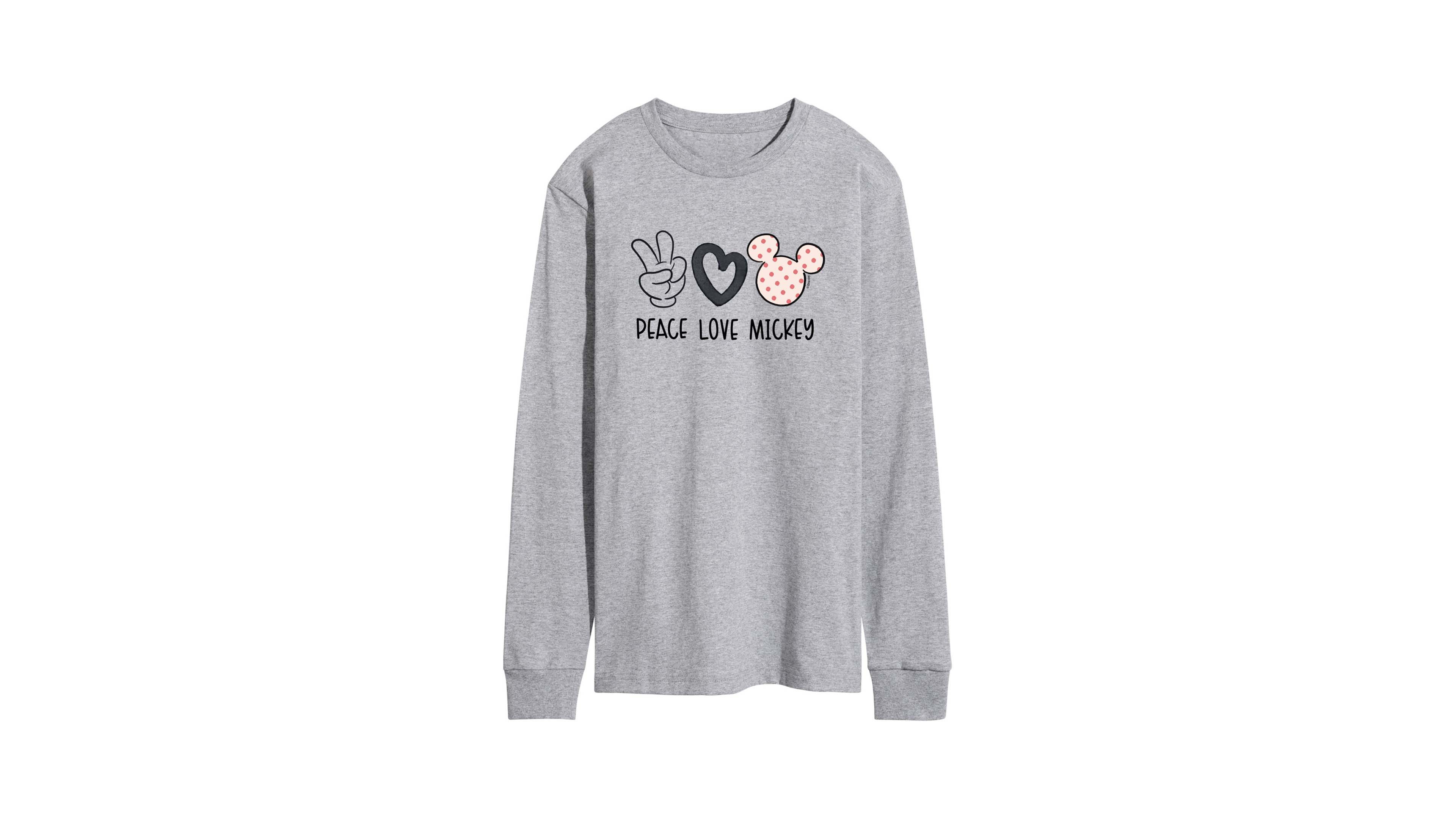 Airwaves Men's Disney Peace Love Mickey Printed Long-Sleeve Graphic T-Shirt