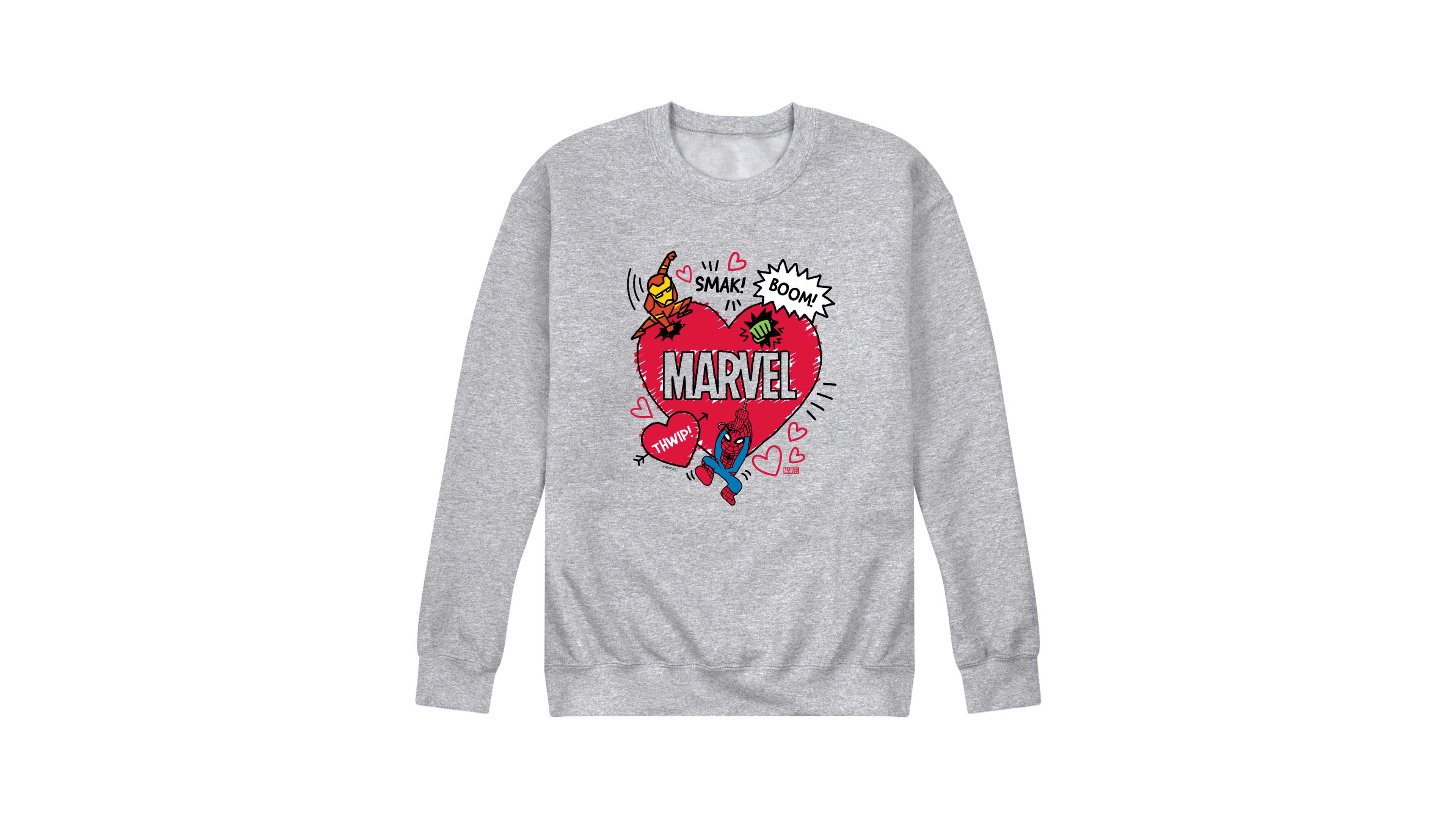 Airwaves Men's Marvel Avengers Valentines Scribble Printed Crewneck Sweatshirt