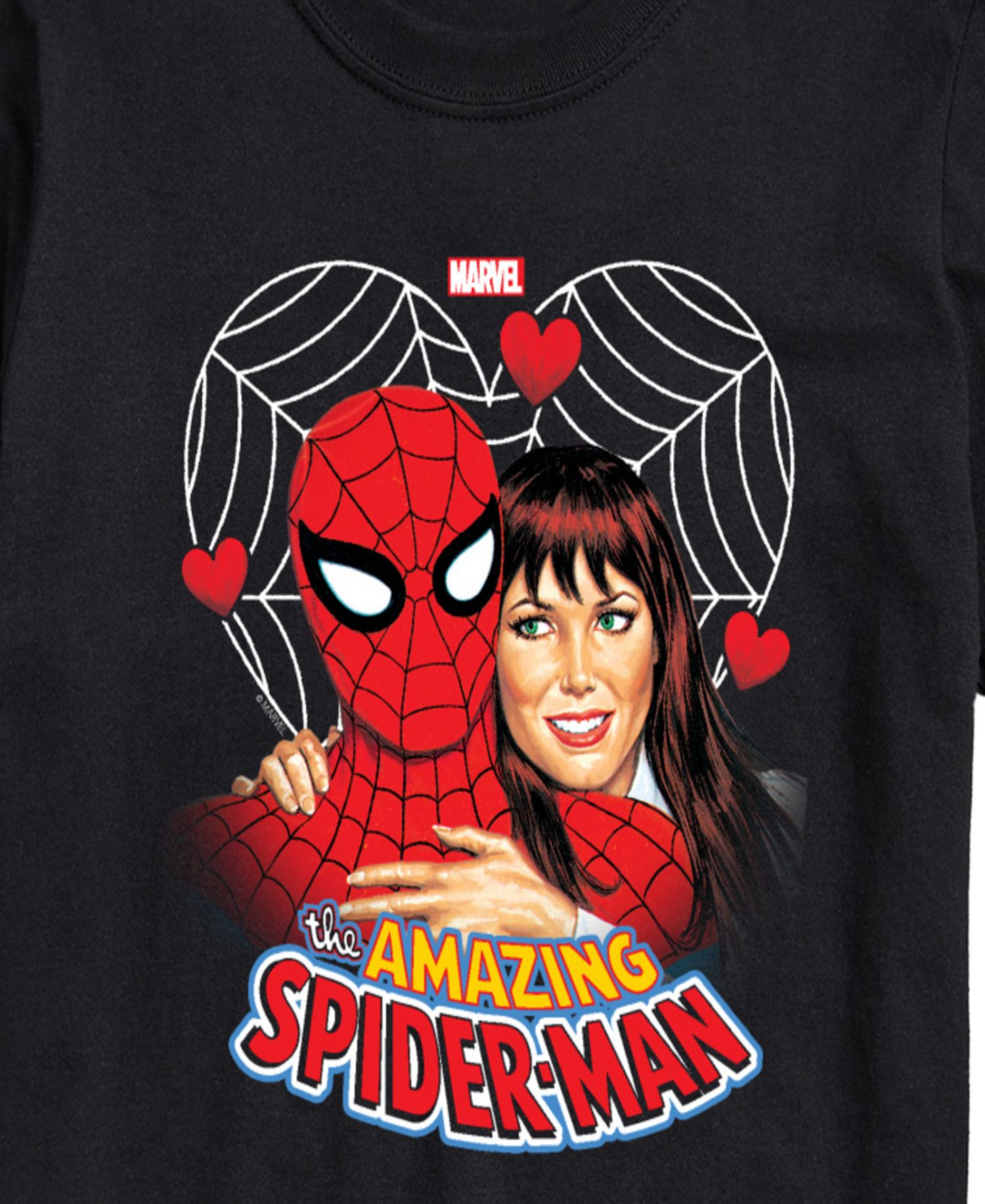 Men's Spiderman Mary Jane & Hearts Printed Short-Sleeve Graphic T-Shirt