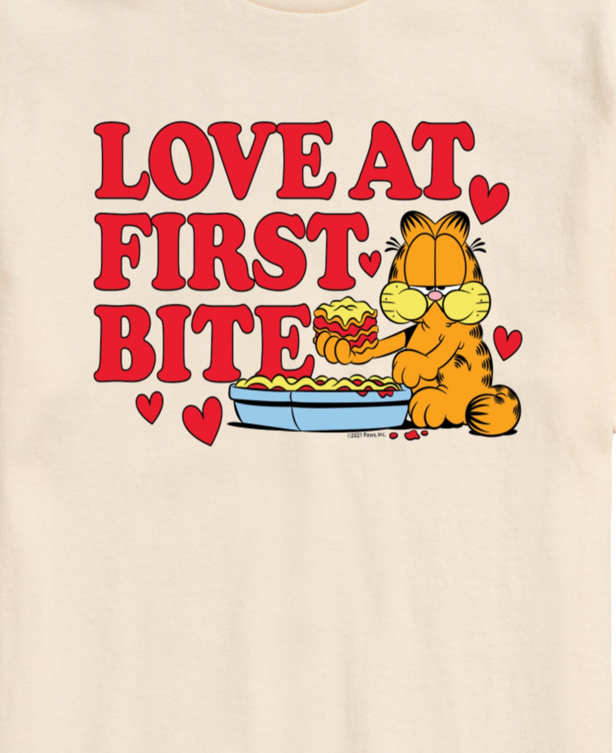 Airwaves Men's Garfield Love At First Bite Short Sleeve T-Shirt