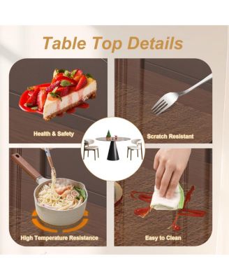 Streamdale 35" Round Glass Dining Table with Carbon Steel Legs (Seats 2-4)