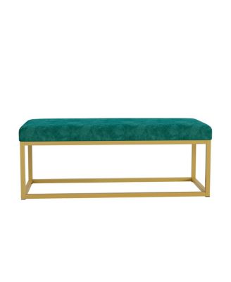 Entryway Storage Bench with Steel Frame, Mid-Century Modern, 600 lb capacity