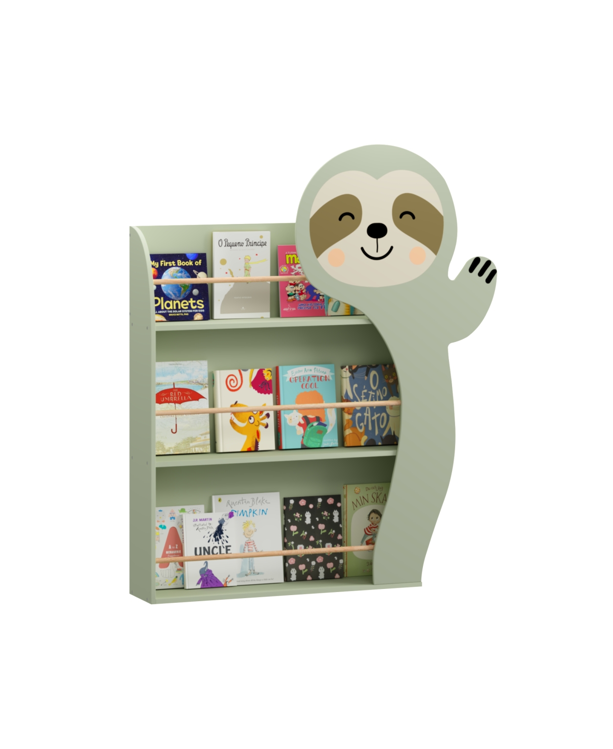 Streamdale Sloth Bookshelf for Kids: 3-Tier Toddler Book Display Rack