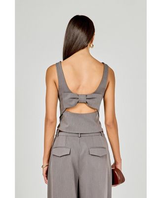 Women's Back Bow Sleeveless Fitted Top