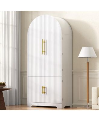  72" Arched Kitchen Pantry Cabinet with 8