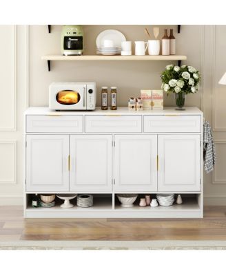  Farmhouse Sideboard with 3 Drawers, 4 Doors, 59.1" Storage Buffet