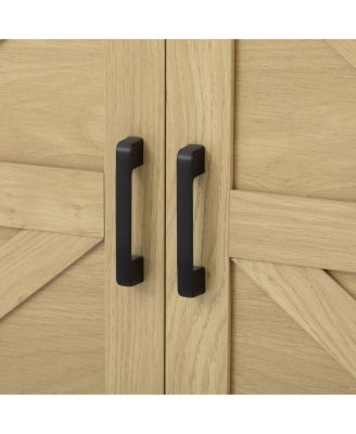 59.3" Farmhouse Barn Door Sideboard with Mesh Panels and Open Storage