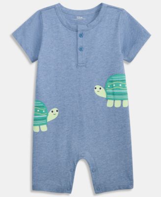 Baby Boys' Turtle Play Cotton Sunsuit
