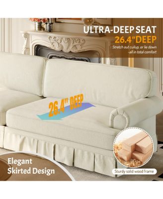 Luxuriously Comfortable 4-Seater Cloud Couch, Chenille Sofa with Rolled Arms, 26.4" Deep Seat