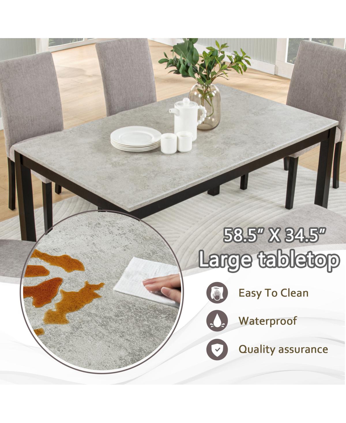 Streamdale Furniture 6-Piece Dining Table Set with Bench, Solid Wood Kitchen Table, Gray & Black