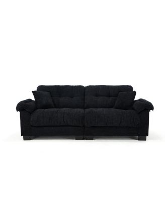 Casual 3-seater chenille pleated sofa Black