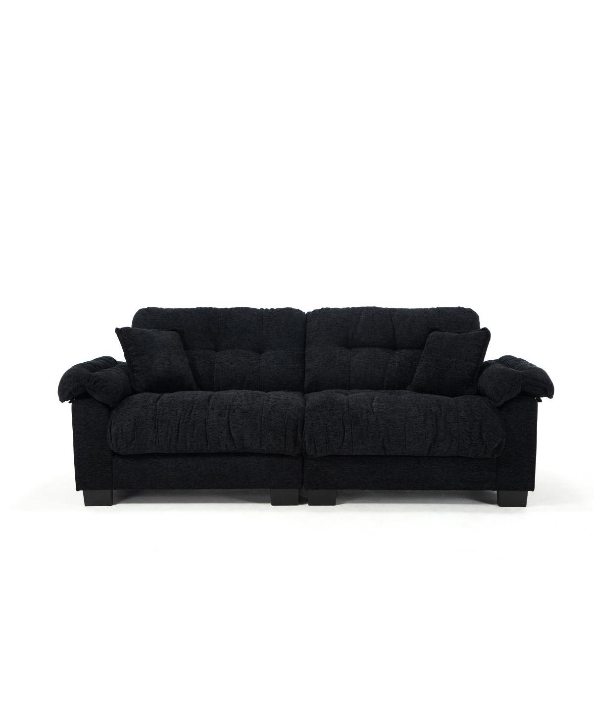 Streamdale Furniture Casual 3-seater chenille pleated sofa Black