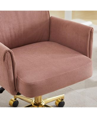 Streamdale Mid-back office chair, striped fabric, ergonomic design, pink.