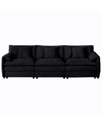  Oversized Deep Seat Sectional Sofa, Modern Chenille Cloud Couch, Black