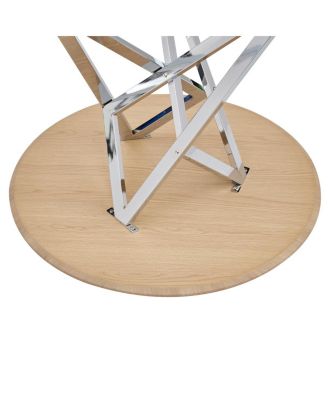 37" Round Dining Table, Small Kitchen Table w/Silver Metal Legs (2-4 People