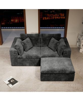  Modular Sectional Sofa, Upholstered Couch, 3PC Free Combination, Gray