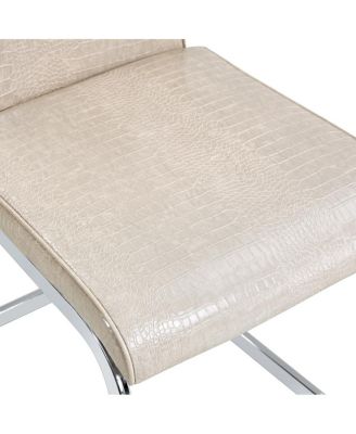  Set of 4 Retro Alligator Upholstered Dining Chairs with Crystal Buckle & Faux Leather