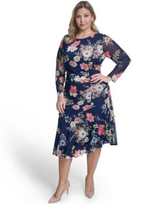 Plus Size Printed Crewneck Dress
