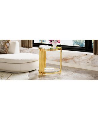 Modern End Table with Gold Finish