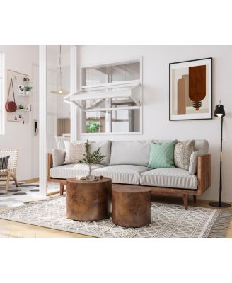 Nesting Coffee Table Set of 2, Modern Round Wooden Accent Tables