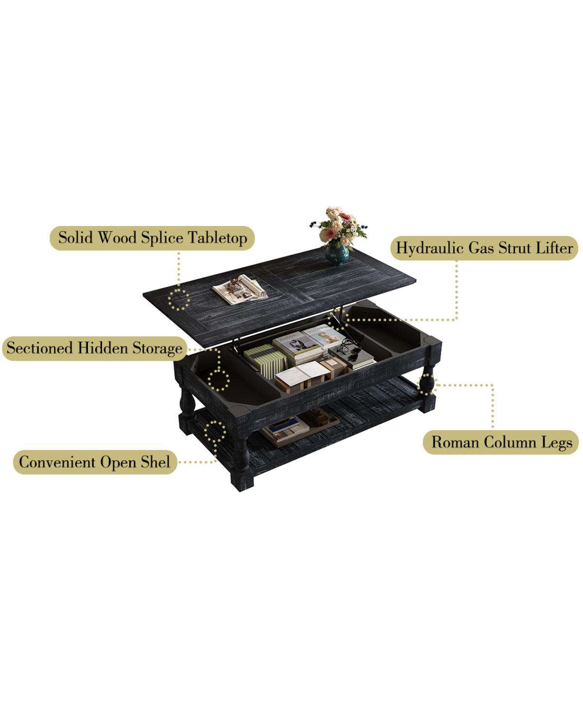 Streamdale Furniture Farmhouse Lift Top Coffee Table with Storage - Weathered Finish