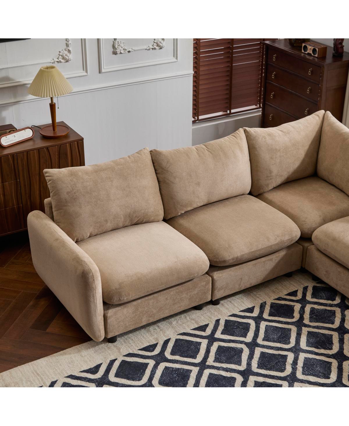 Streamdale 99" Oversize 5-Piece L-Shaped Modular Velvet Sectional Sofa Couch for Living Room