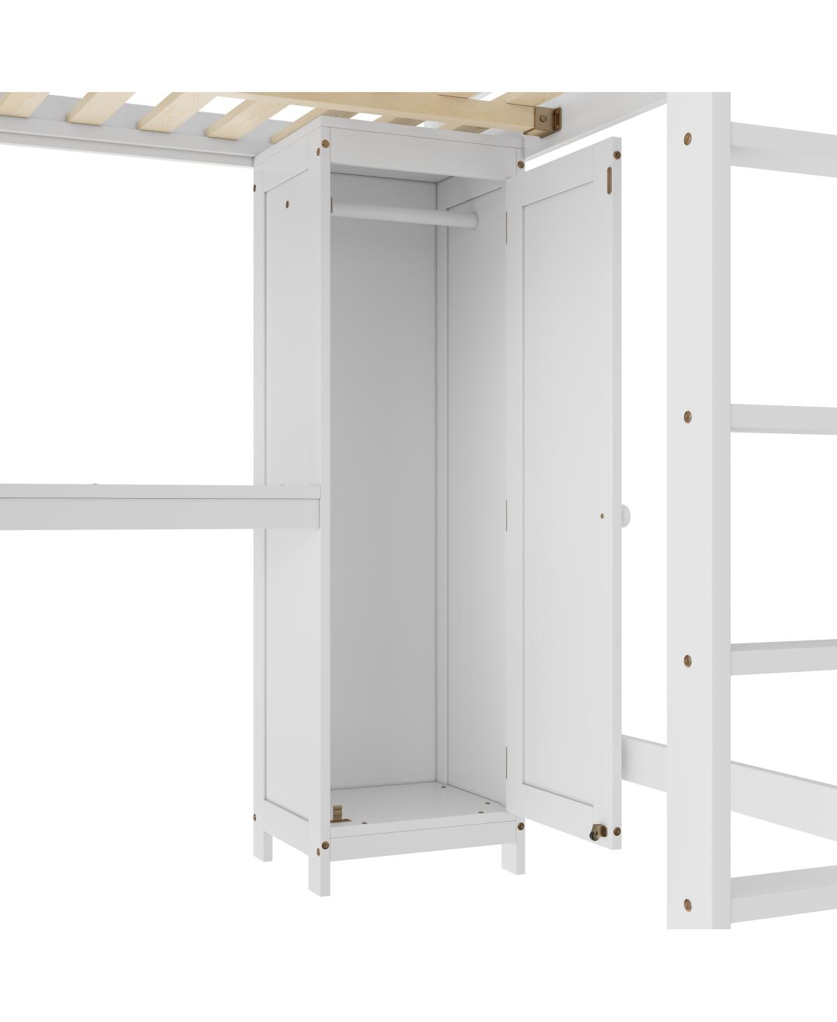 Streamdale Furniture Wood Loft Bed with Cabinet, Bookshelf & Desk