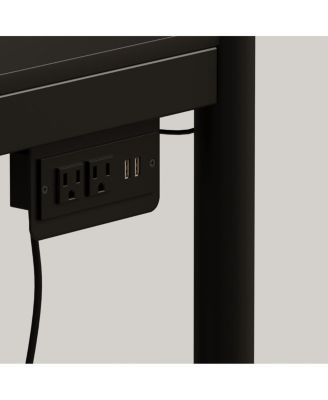 Black full size bunk bed with twin size, LED light and charging socket