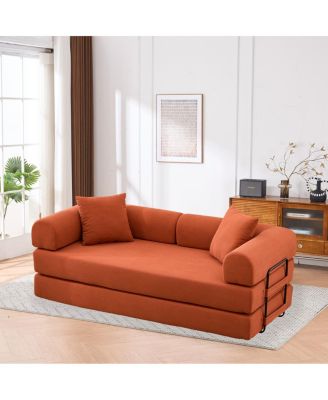 Streamdale Folding Sofa Bed, 63" Convertible Couch with 2 Pillows, Fold Out Couch