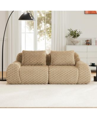 82" Modern Modular Flannelette Sectional Sofa, Oversized 2-Seater Couch, Light Camel