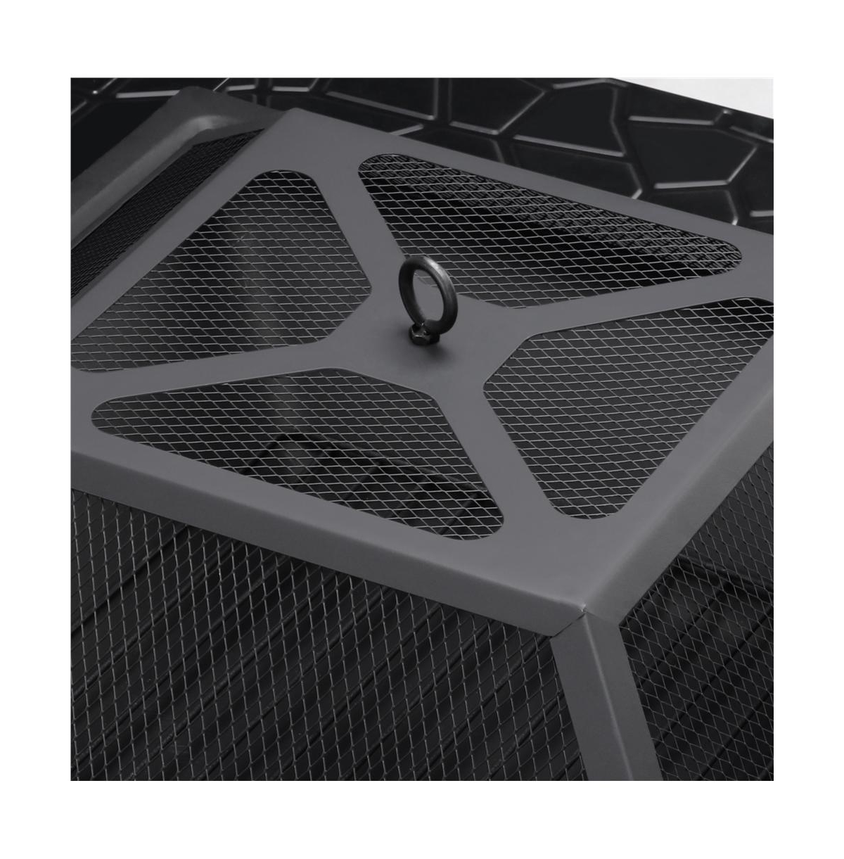 Yaheetech 32'' Outdoor Square Fire Pit with Cover & Poker