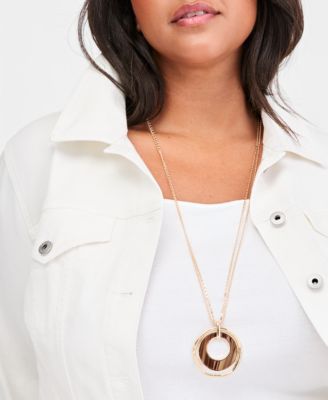 Stone Orbital Pendant Necklace, 36" + 3" extender