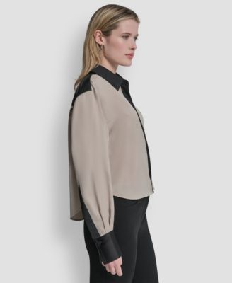 Petite Patch Work Button-Up Top