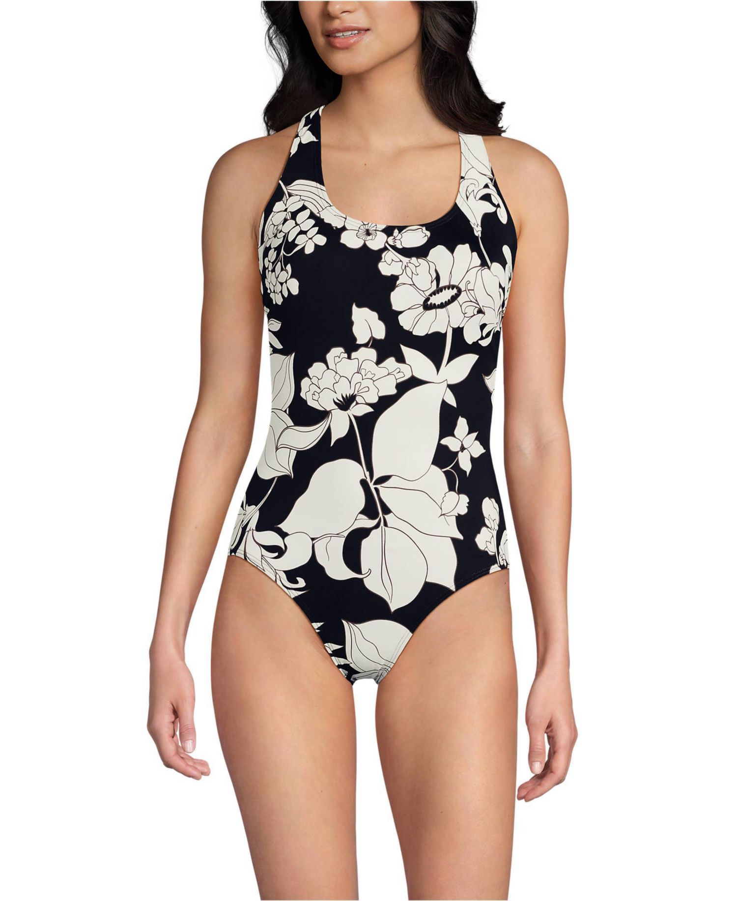 Women's Long Torso Tugless X-Back One Piece Swimsuit