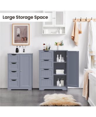 35.5” H Free-Standing Floor Cabinet with 4 Drawers and 1 Cupboard Espresso