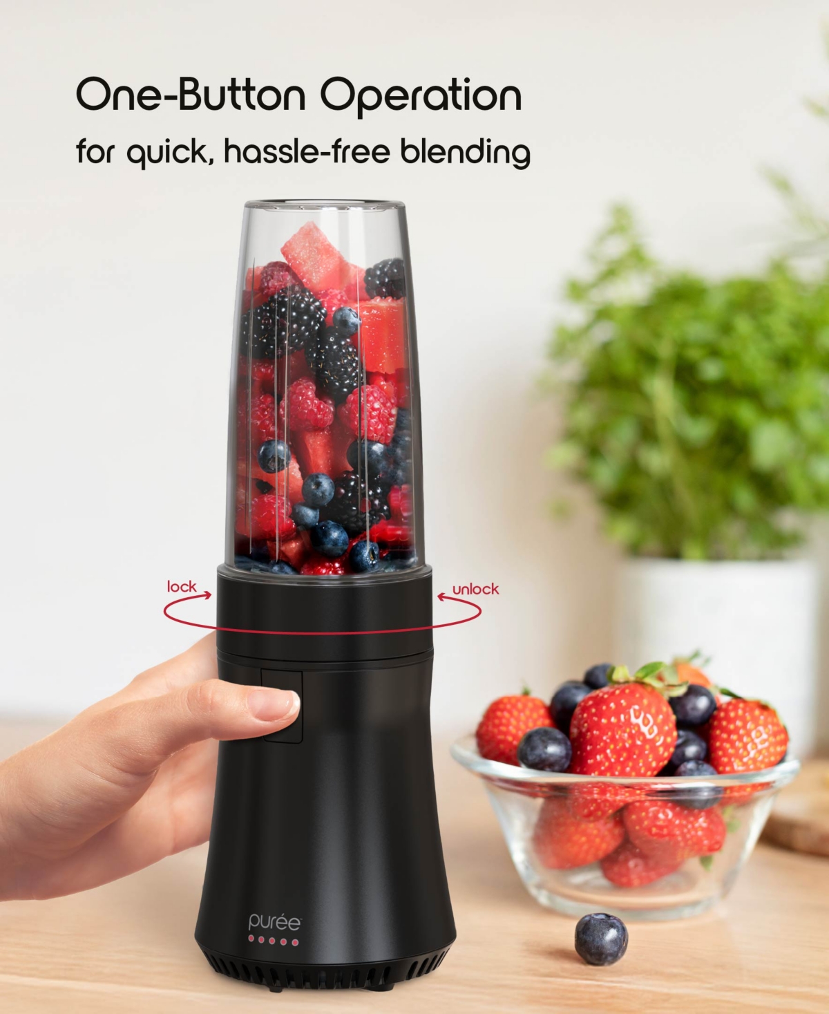 Tzumi Puree 18 oz. One-Touch Mini Blender