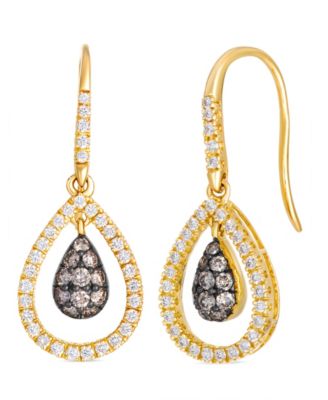 Vanilla Diamond (0.10 ct. t.w.) & Chocolate Diamond (0.24 ct. t.w.) Earrings in 14k Honey Gold