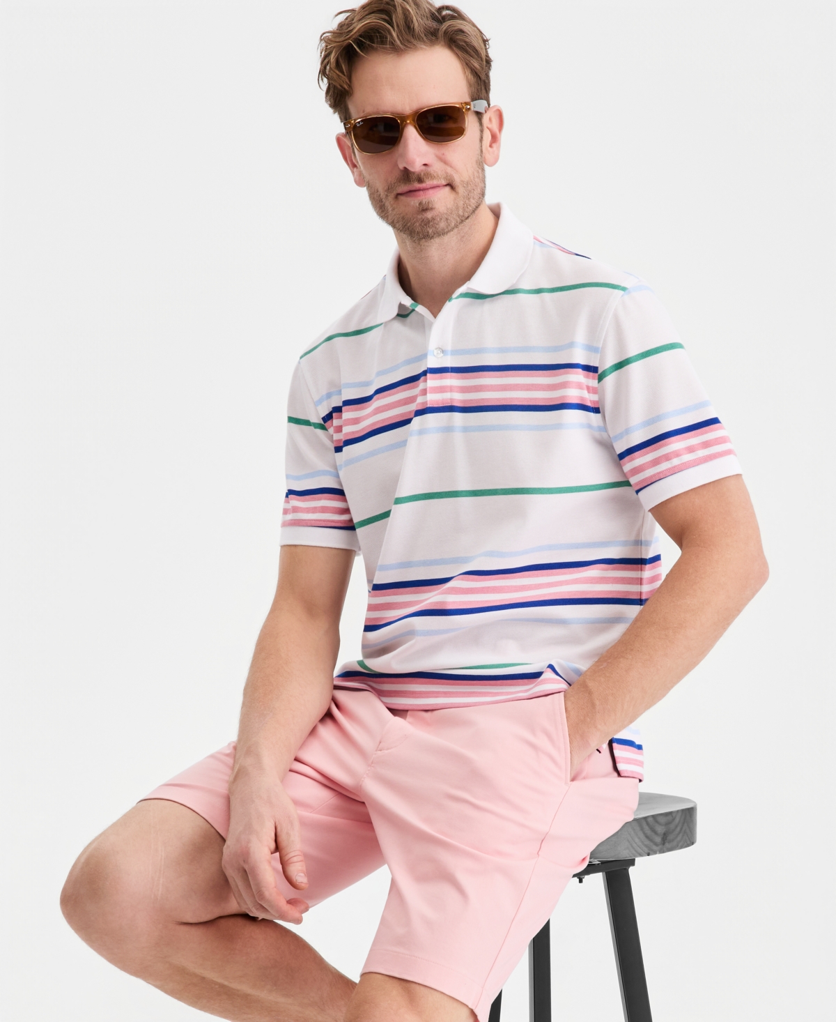 Club Room Men's Team Stripe Pique Polo Shirt, Exclusively at Macy's