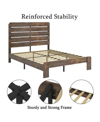 Wood Platform Bed Frame, Queen, Noise Free, Easy Assembly, Storage